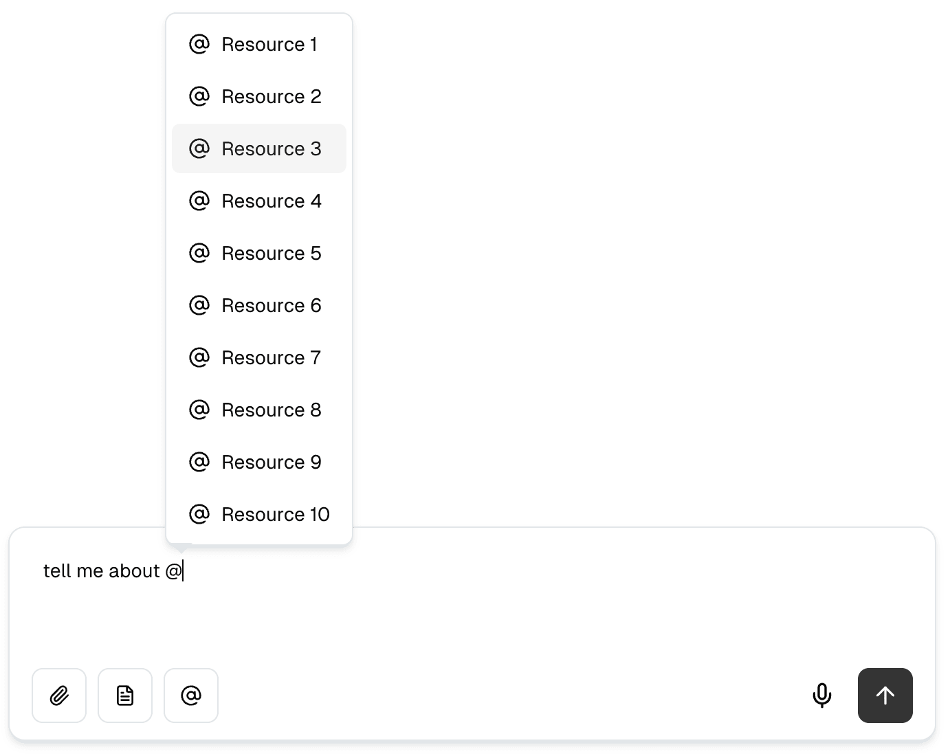 Searching resources with @ mention